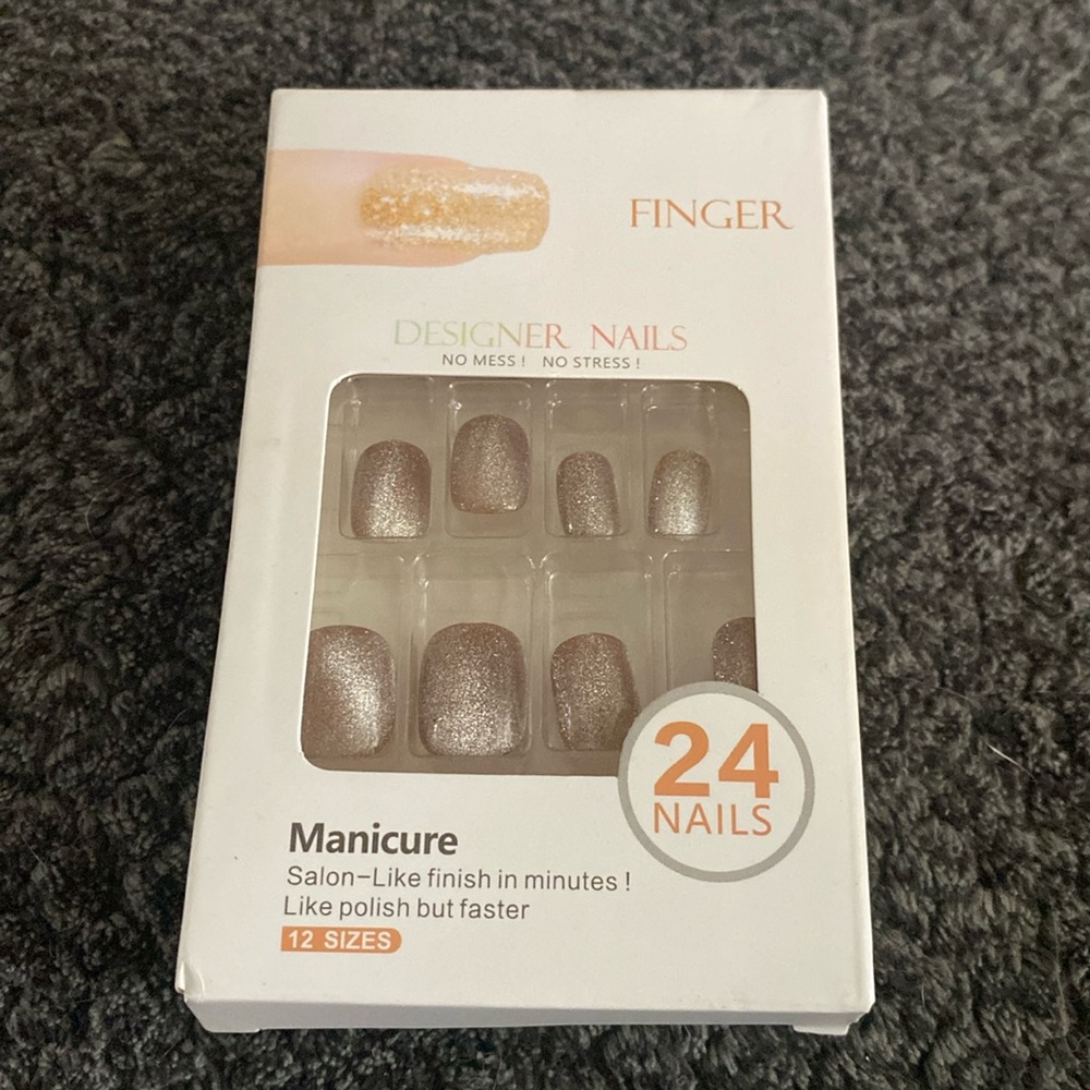 Manicure in minutes! 24 nails in each set! Glue on no mess no stress nails!